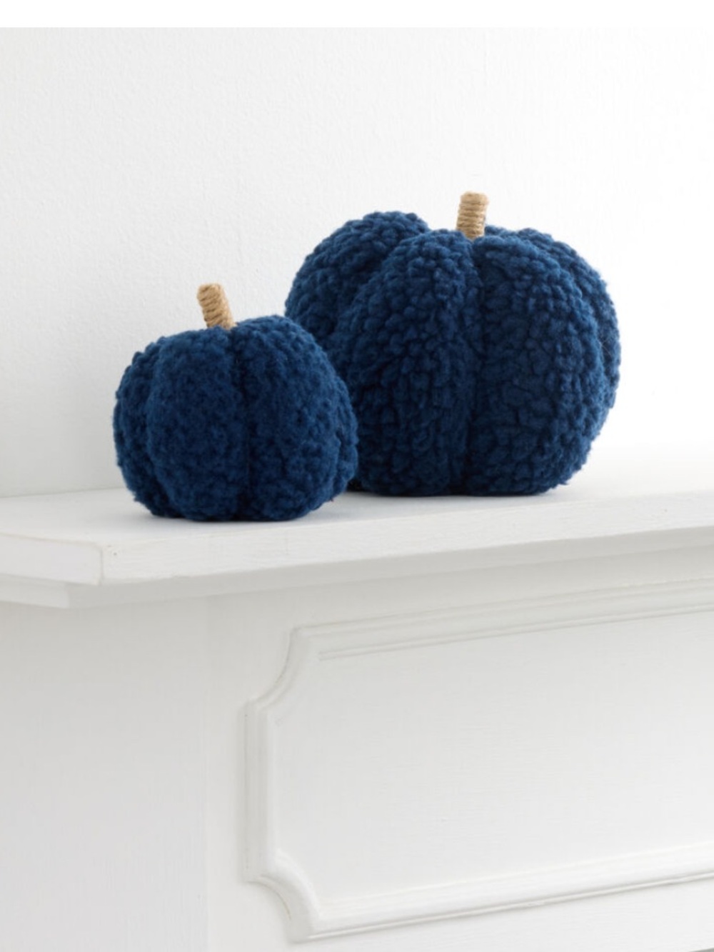 NWT Dark Blue/Burgundy Fabric Boucle Pumpkin Decor Set of 3